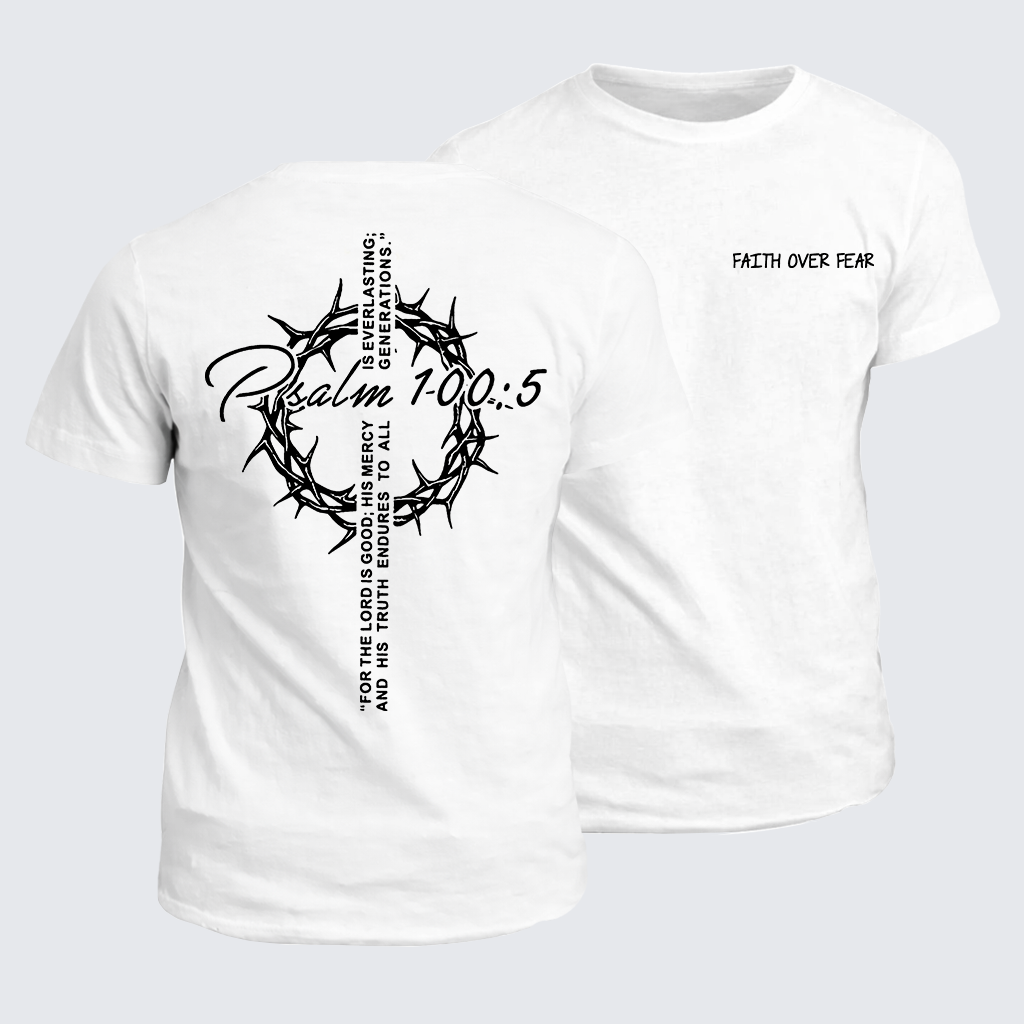 Faith Over Fear Crown Jesus God Christian Cotton T-Shirt