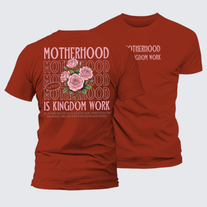 Motherhood Is Kingdom Work Jesus God Christian Premium Mercerized Cotton Tee