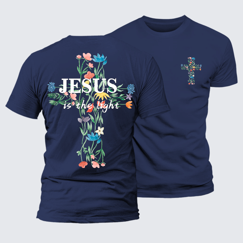 Jesus Is The Light Faith In Bloom Jesus God Christian Premium Mercerized Cotton Tee