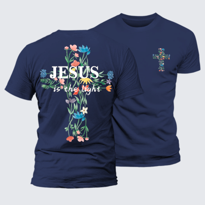 Jesus Is The Light Faith In Bloom Jesus God Christian Premium Mercerized Cotton Tee