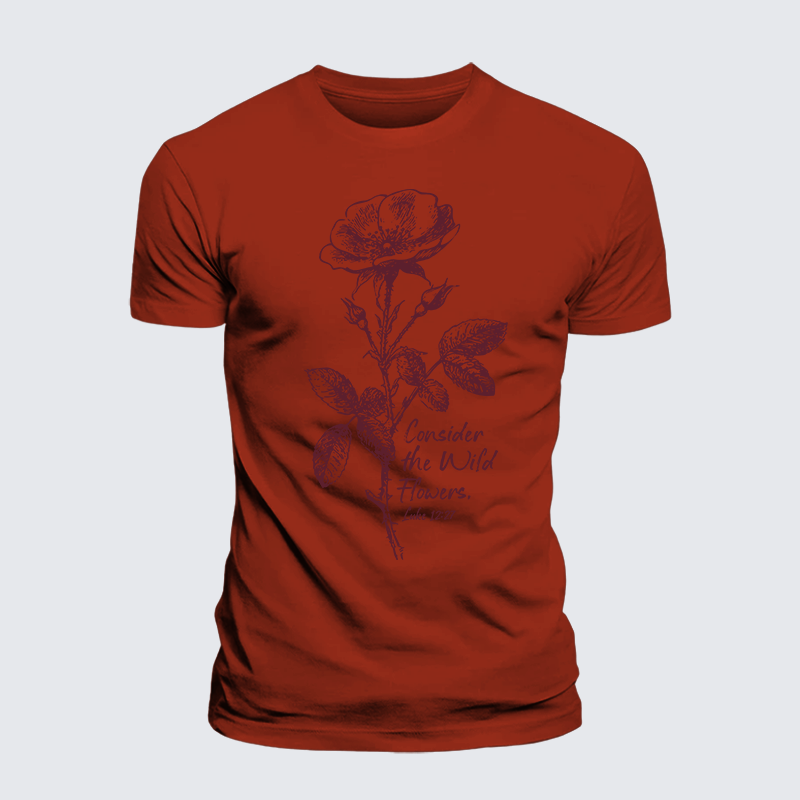 Consider the Wild Flowers Jesus God Christian Premium Mercerized Cotton Tee