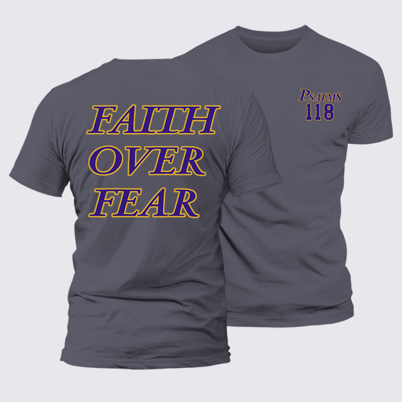 Faith Over Fear Jesus God Christian Premium Mercerized Cotton Tee