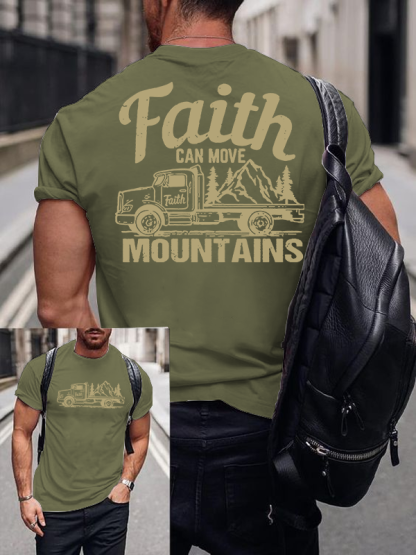 Faith Can Move Mountains Jesus God Christian Cotton T-Shirt