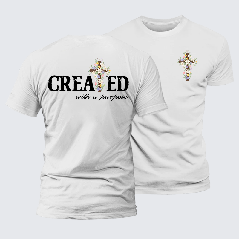 Created With Purpose Jesus God Christian Premium Mercerized Cotton Tee
