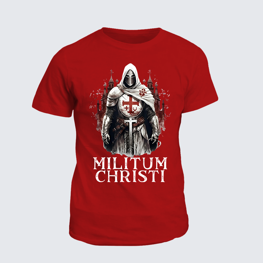 Knight Catholic Religious Military Crusader  Jesus God Christian Cotton T-Shirt