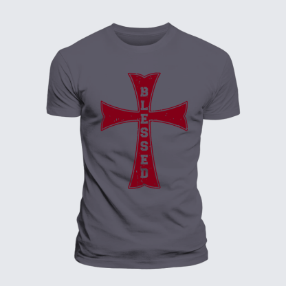 Blessed Cross Jesus God Christian Premium Mercerized Cotton Tee