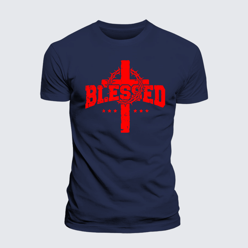 Blessed Cross Jesus God Christian Premium Mercerized Cotton Tee