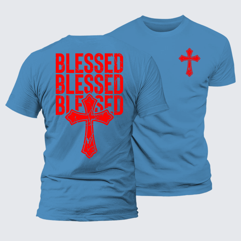 Blessed Cross Jesus God Christian Premium Mercerized Cotton Tee