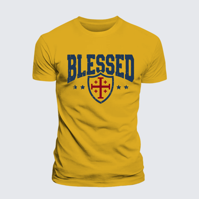 Blessed Cross Jesus God Christian Premium Mercerized Cotton Tee