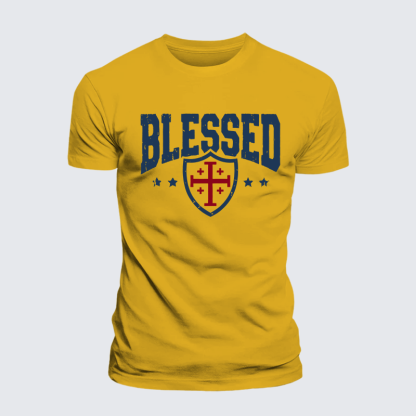 Blessed Cross Jesus God Christian Premium Mercerized Cotton Tee