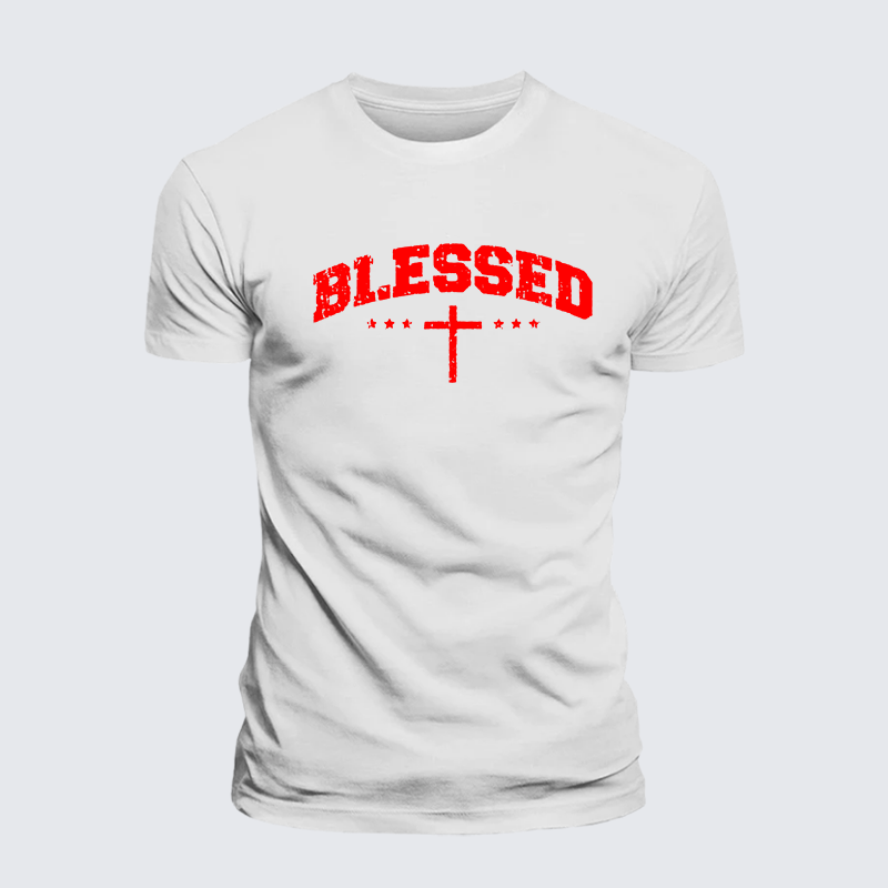 Blessed Cross Jesus God Christian Cotton T-Shirt