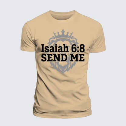 Isaiah 6:8 - SEND ME Jesus God Christian Premium Mercerized Cotton Tee