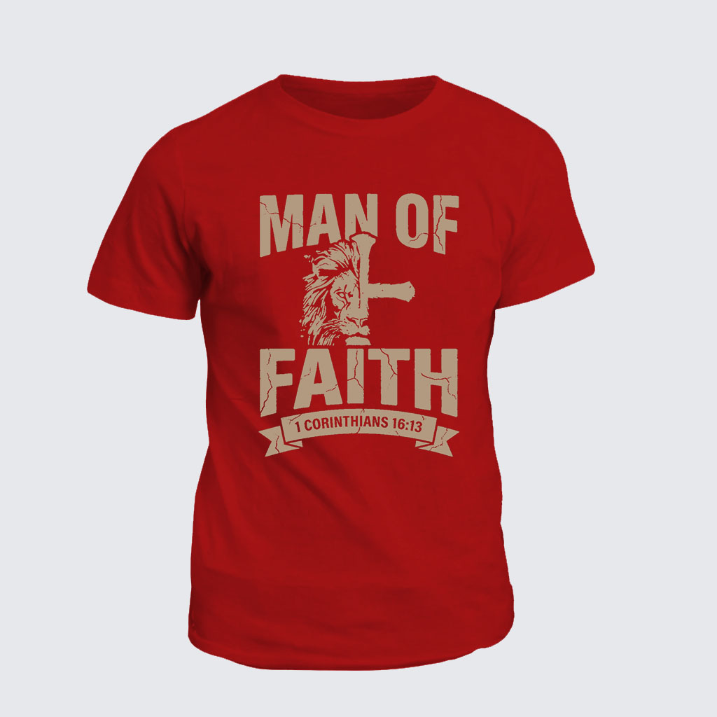 Man of Faith Jesus God Christian Cotton T-Shirt