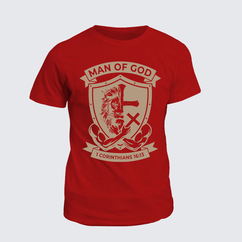 Man of Faith Jesus God Christian Cotton T-Shirt