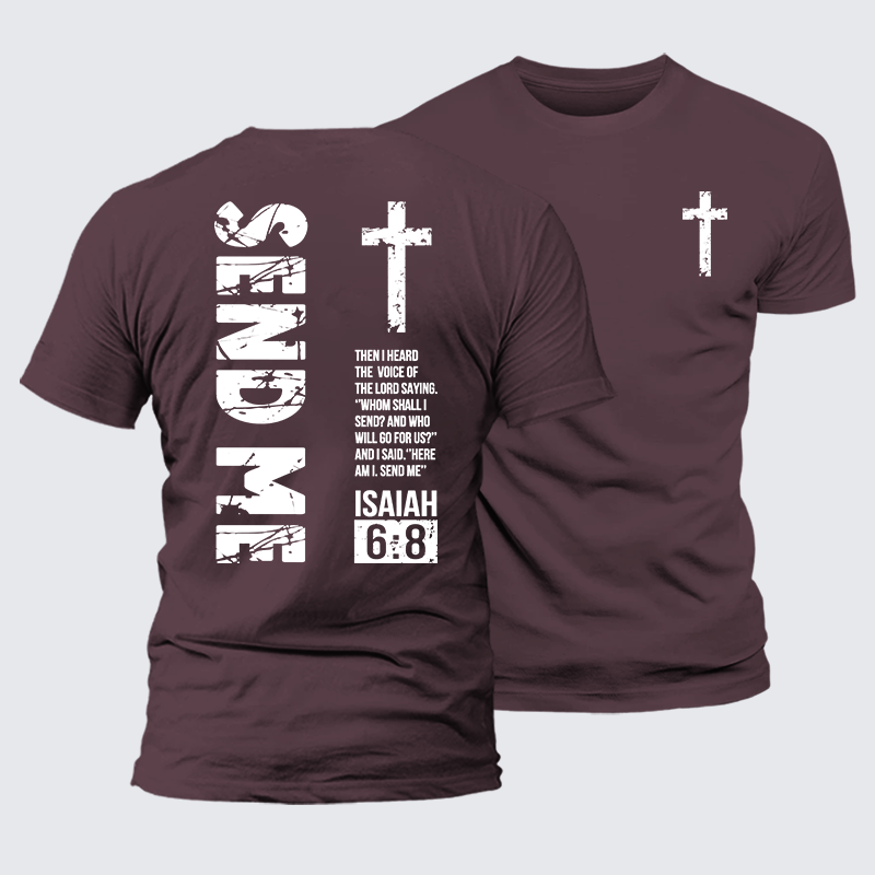 Send Me Isaiah 6:8 Christian Premium Mercerized Cotton Tee