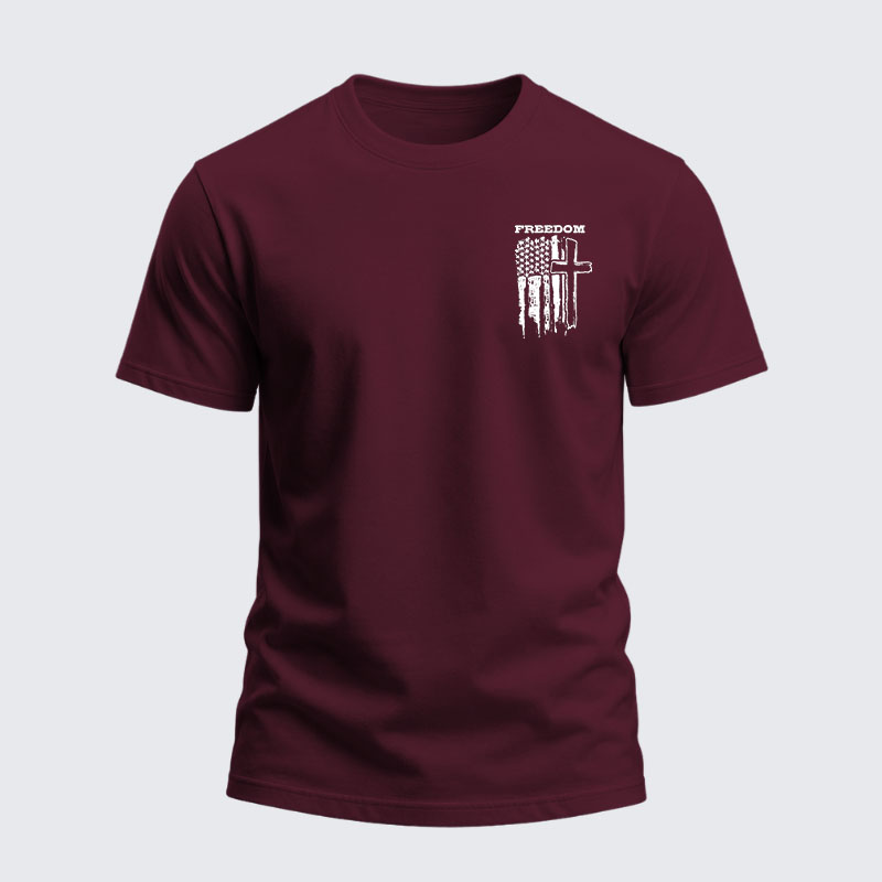 Heavyweight Cotton Tee -Freedom Cross Vertical Flag