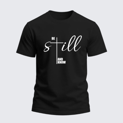 Heavyweight Cotton Tee - Be Still And Know Cross 