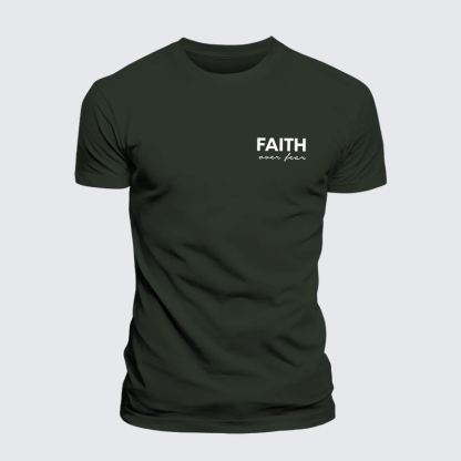 Faith over Fear Jesus God Christian Premium Mercerized Cotton Tee