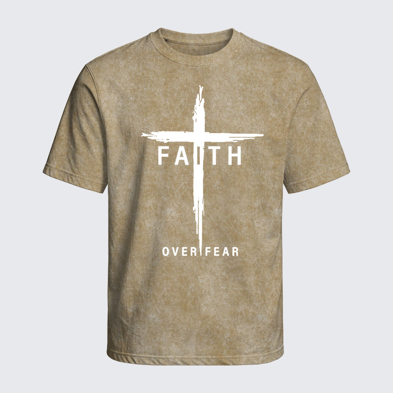 Washed T-Shirt - Faith Over Fear Cross