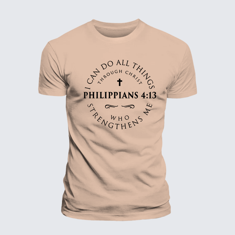 Philippians 4:13 Jesus God Christian Premium Mercerized Cotton Tee