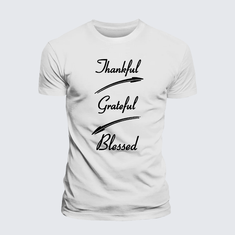 Thankful Grateful Blessed Jesus God Christian Premium Mercerized Cotton Tee