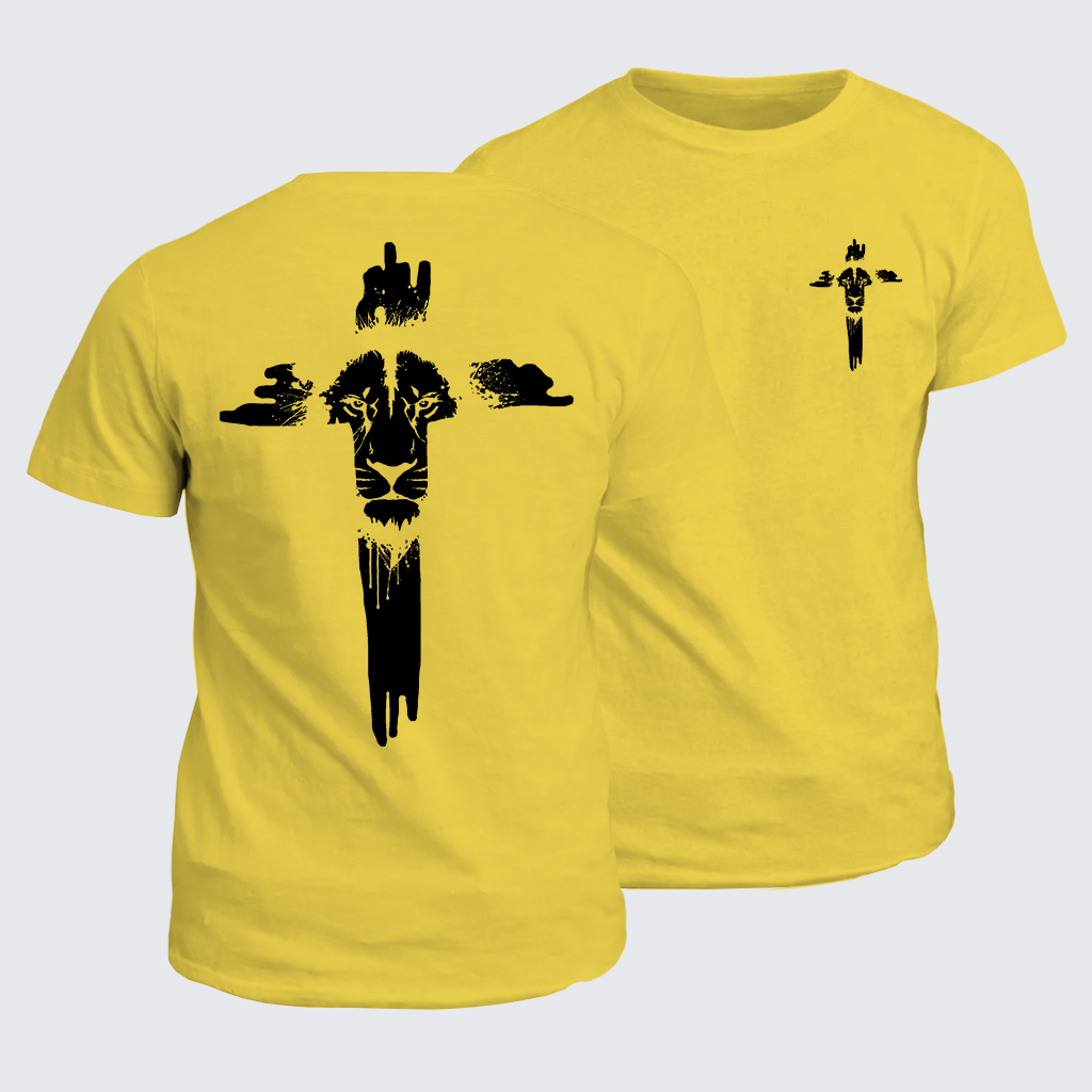 Lion of Faith Cross Jesus God Christian Cotton T-Shirt