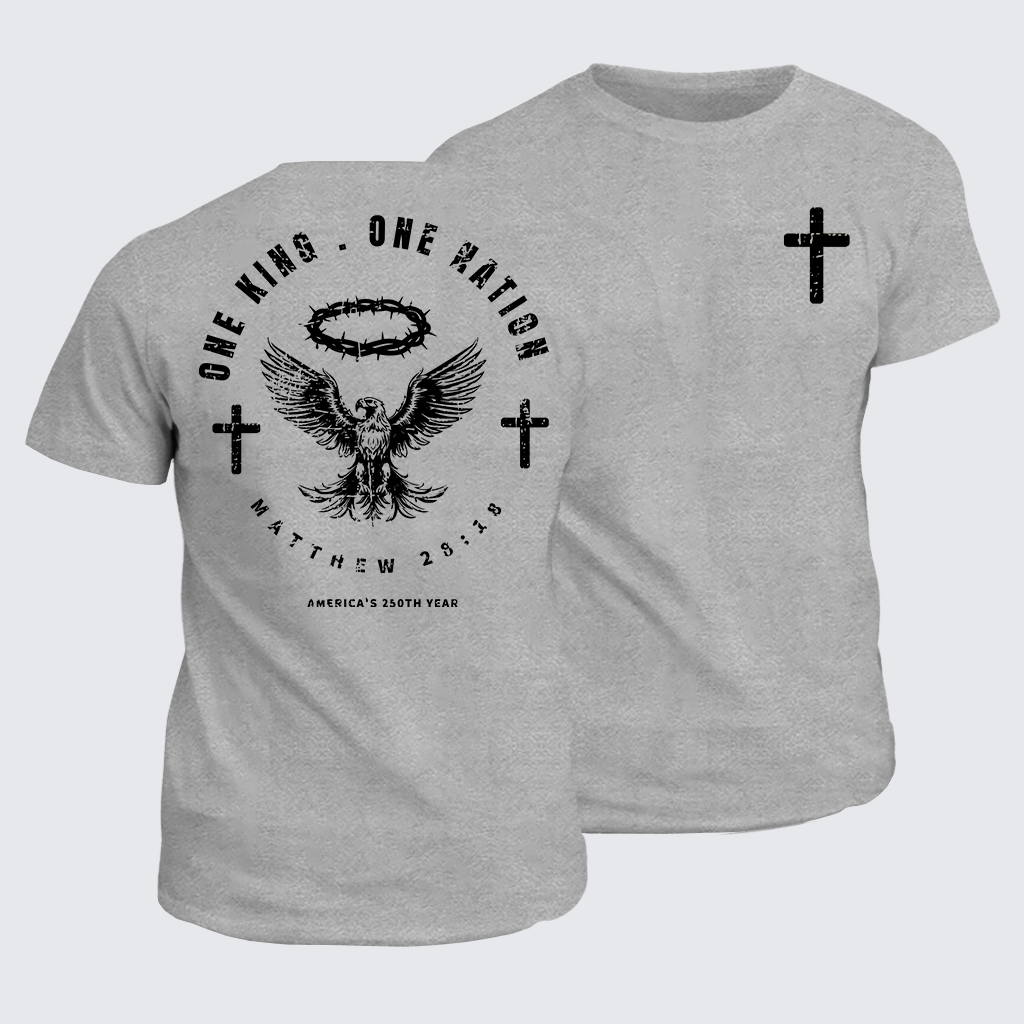 One King One Nation Jesus God Christian Cotton T-Shirt