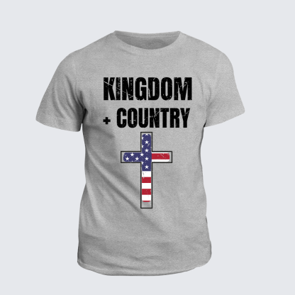 Kingdom + Country Flag Cross Jesus God Christian Cotton T-Shirt