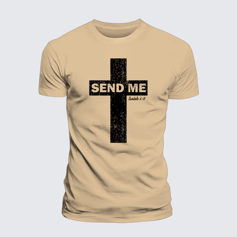 Send Me Isaiah 6:8 Jesus God Christian Premium Mercerized Cotton Tee