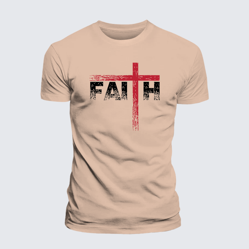 Faith Cross Jesus God Christian Premium Mercerized Cotton Tee