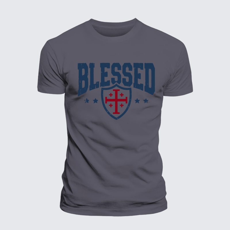 Blessed Cross Jesus God Christian Premium Mercerized Cotton Tee