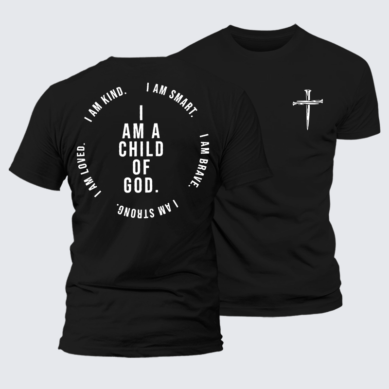 Man Of God Husband Dad Jesus God Christian Cotton T-Shirt