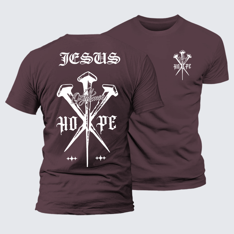 Only Human Hpoe Jesus God Christian Premium Mercerized Cotton Tee