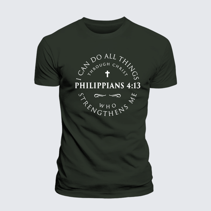 Philippians 4:13 Jesus God Christian Premium Mercerized Cotton Tee