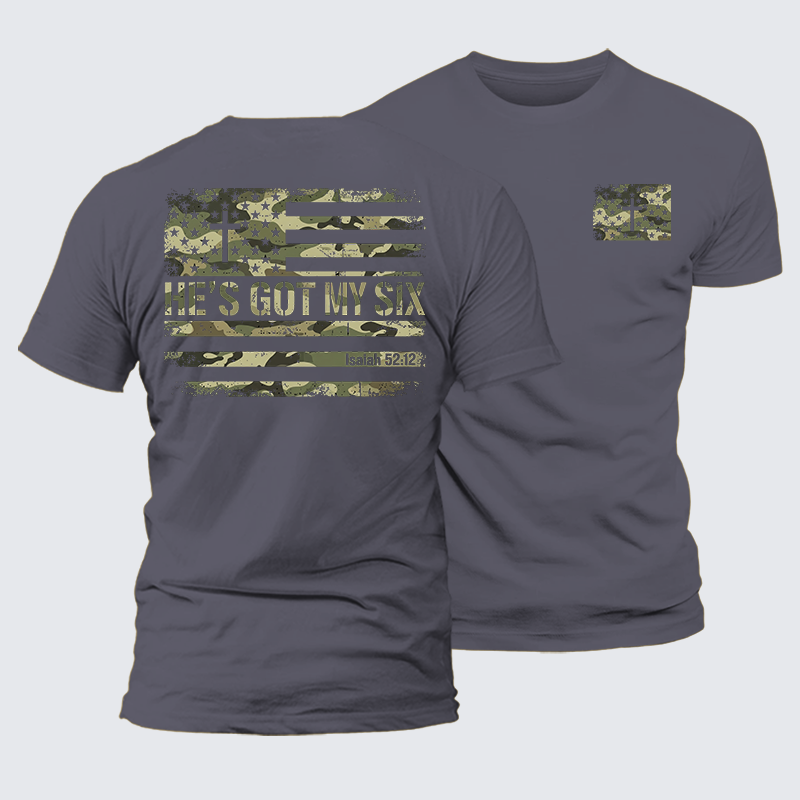 He's Got My Six Jesus God Christian Premium Mercerized Cotton Tee