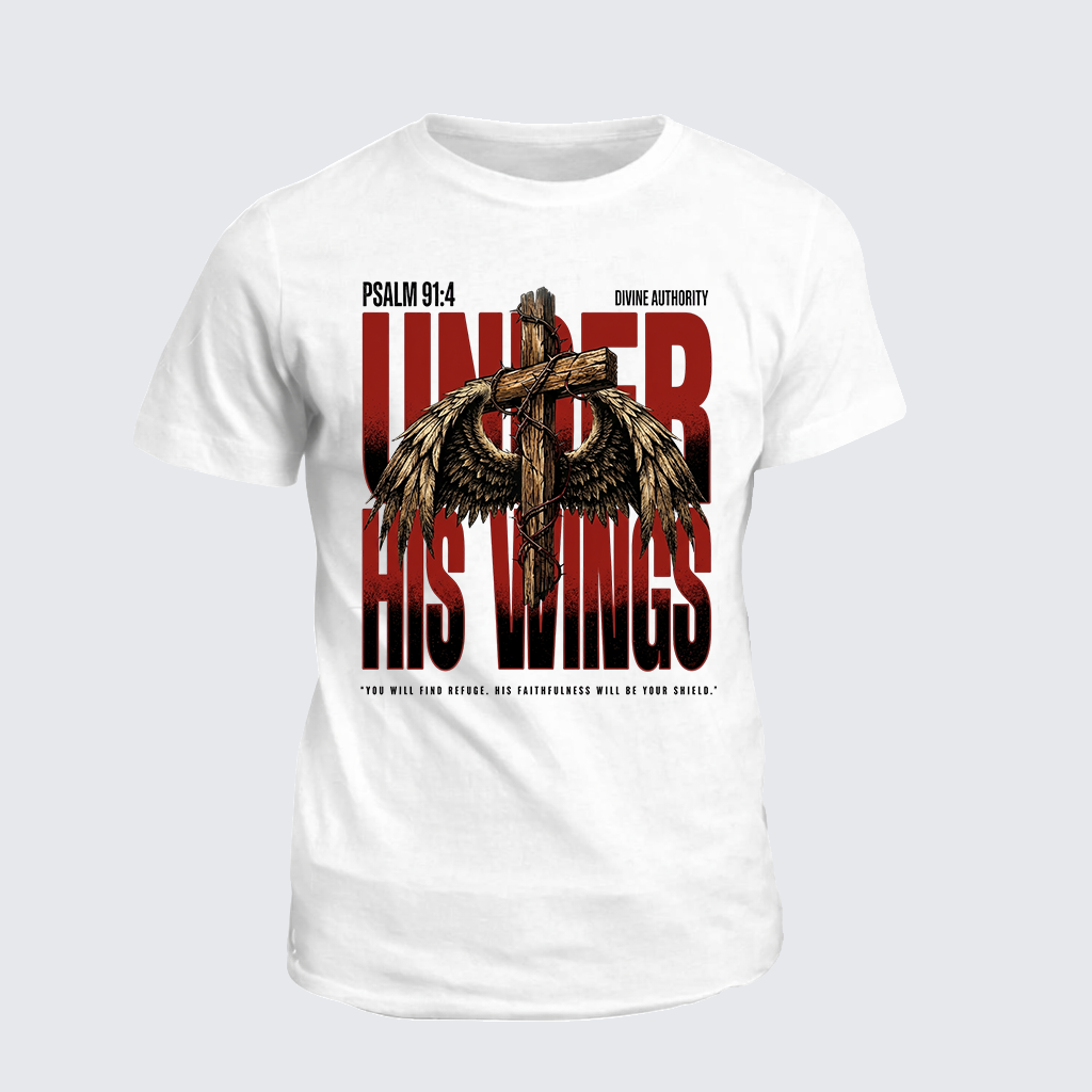 His Wings Jesus God Christian Cotton T-Shirt