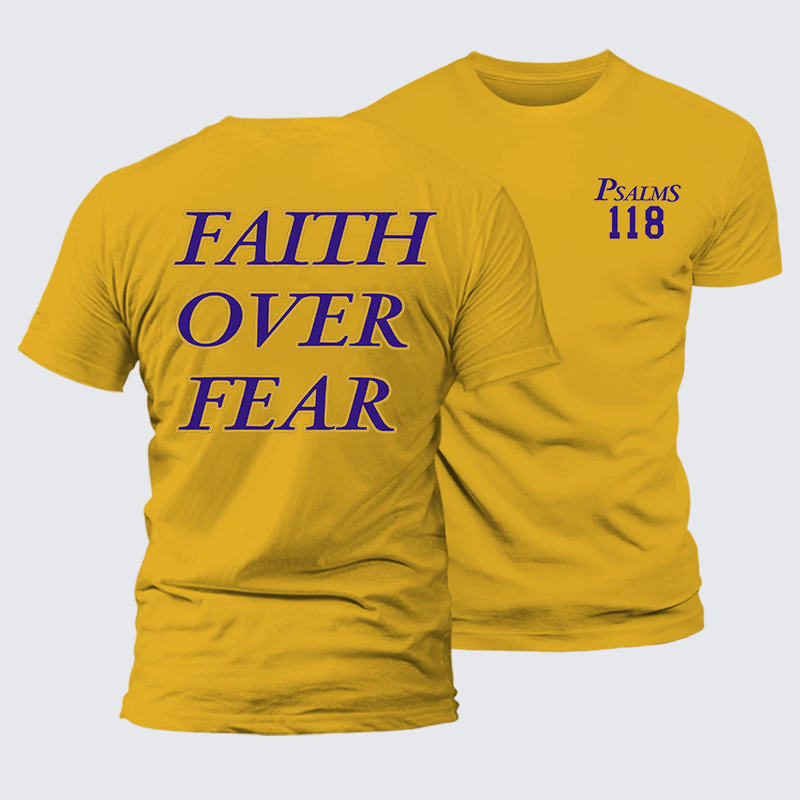 Faith Over Fear Jesus God Christian Premium Mercerized Cotton Tee