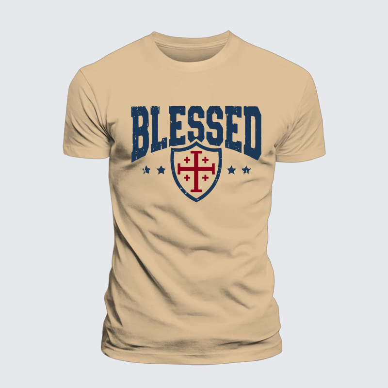 Blessed Cross Jesus God Christian Premium Mercerized Cotton Tee