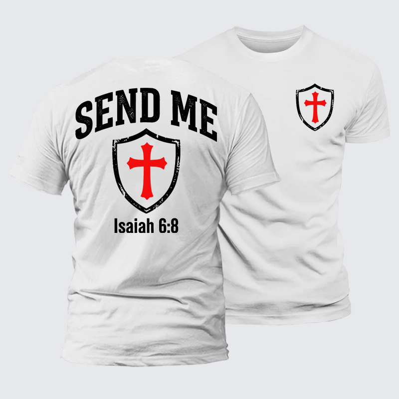 Isaiah 6:8 - SEND ME Jesus God Christian Premium Mercerized Cotton Tee