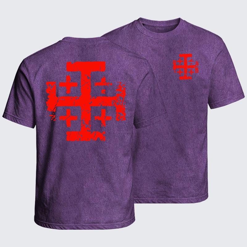 Washed T-Shirt - Knights Templar Jerusalem Cross