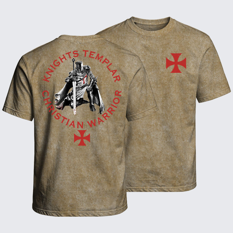 Washed T-Shirt - Knights Templar Templar Cross Crusader Knight