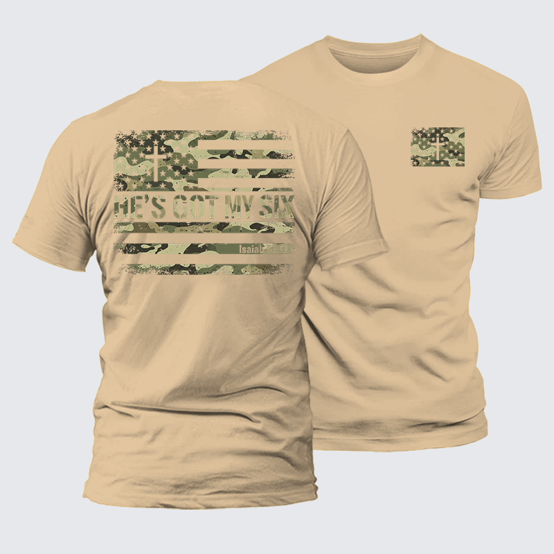 He's Got My Six Jesus God Christian Premium Mercerized Cotton Tee
