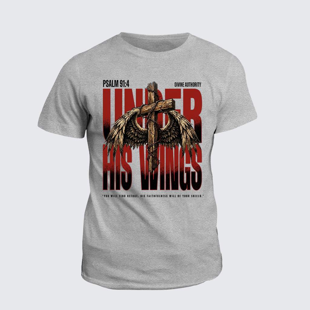 His Wings Jesus God Christian Cotton T-Shirt