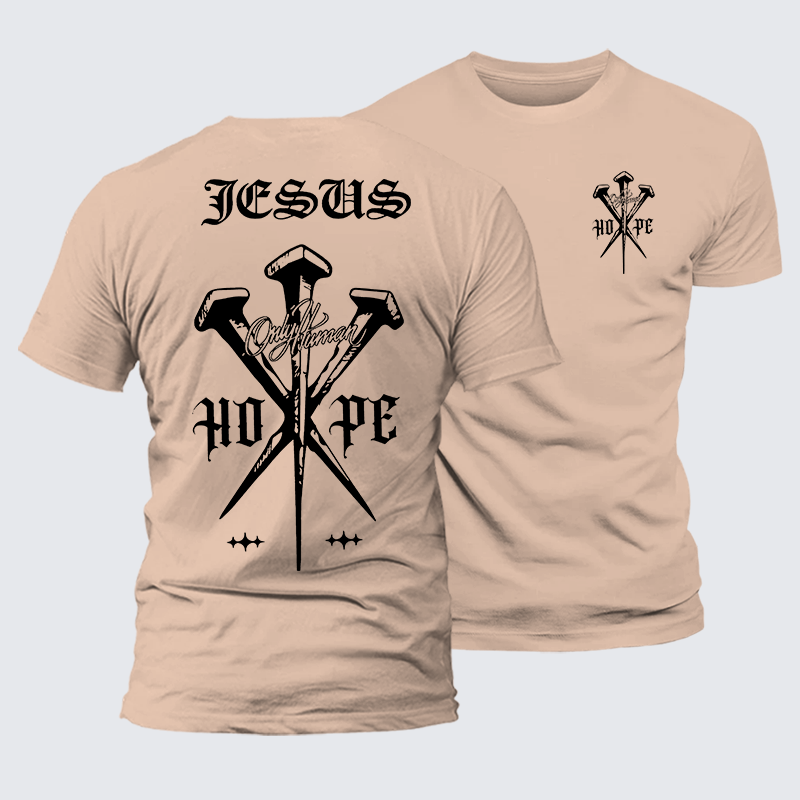 Only Human Hpoe Jesus God Christian Premium Mercerized Cotton Tee