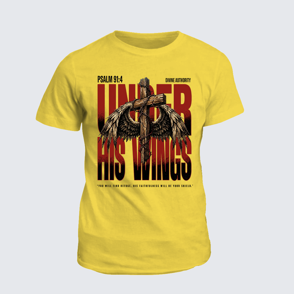 His Wings Jesus God Christian Cotton T-Shirt