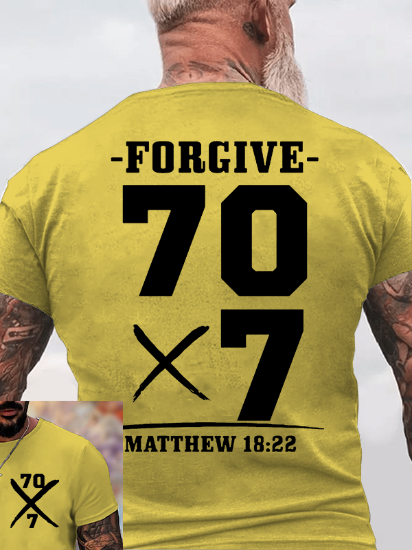 Forgive 70 times 7  Jesus God Christian Cotton T-Shirt