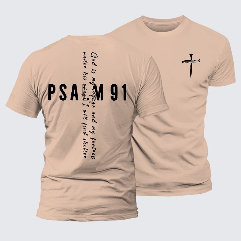 Psalm 91 Jesus God Christian Premium Mercerized Cotton Tee