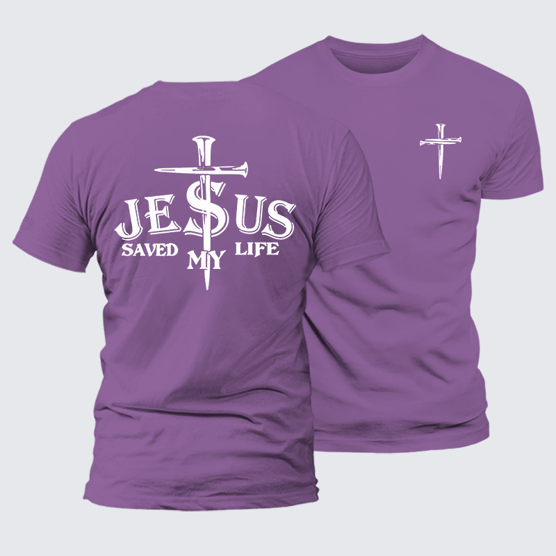 Jesus Saved My Life Jesus God Christian Premium Mercerized Cotton Tee
