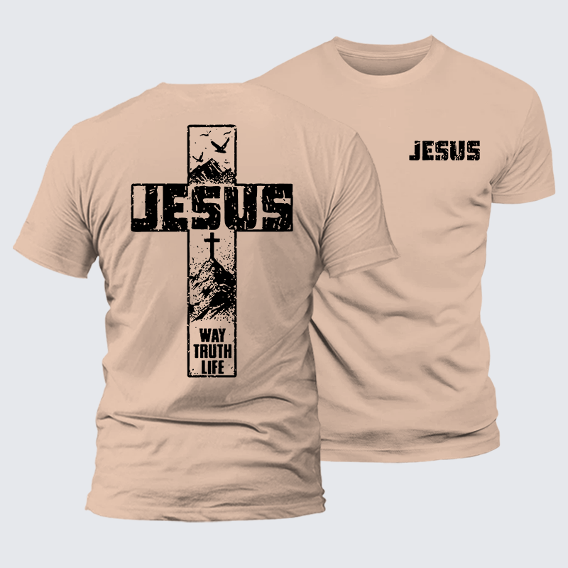 The Way, The Truth, The Life  Jesus God Christian Premium Mercerized Cotton Tee