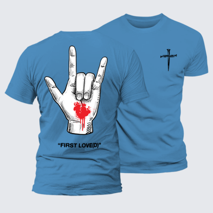 First Loved Jesus God Christian Premium Mercerized Cotton Tee